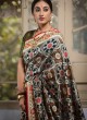 Woven Dark Green Khadi Chiffon Saree